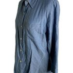 Karen Kane Vintage 90s Button Up Chambray Shirt 8 Blue Denim Pockets 3/4 Sleeves Collared Photo 2