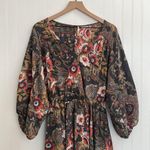 Free People High Plains Boho Mini Dress Black Paisley Floral Cottagecore Size XS Photo 5