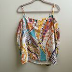 Trina Turk Jillian Top Off Shoulder Silk Spandex Stretch Tasseled Size SMALL Photo 3