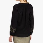 Lilly Pulitzer Elsa Black Silk Gold Stud Embellished Long-Sleeve Blouse Size XS Photo 2