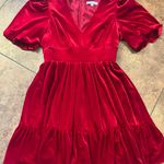 Antonio Melani Thelma Short Bubble Sleeve V-neck Smocked Waist Velvet Dress Size 8 Photo 3