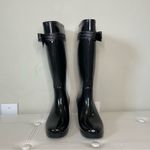 Kate Spade Black Rubber Tall Heeled Winter Rain Boots with Bow Size 7 Photo 2