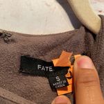 FATE. skater dress brown faux suede small zip up short sleeve brown Photo 4