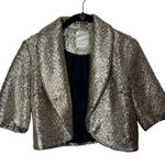 Elevenses Gold Sequin Cropped Bolero Jacket Shimmer Glam Evening Party Photo 0