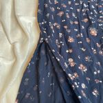 AG Adriano Goldschmied ADRIANO GOLDSCHIMIED Floral Midi Dress Navy Blue Extra Small XS Cross Back Photo 1