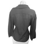 ZARA Women's Black Long Sleeve Ribbed Knit Textured Tie Front Shirt Top Size S Photo 2
