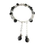 Hand Wired Bracelet with Stained Glass, Crystals and Painted Glass on Bangle Silver Photo 1