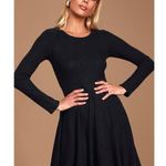 Lulus  Fit and Fair Black Ribbed Knit Long Sleeve Skater Dress XS NWT Photo 0