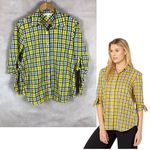 Michael Kors Plaid Tie-Sleeve Button-Down Shirt Petite Medium Photo 1