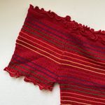 Heart & Hips NWOT Y2K style red rainbow striped stretch crop top, size large Photo 1