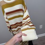 Free People  Beach Atlas Pullover Turtleneck Sweater Dress Stripe Bronze Combo Photo 5