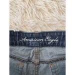 American Eagle Distressed‎ Denim Shorts Dark Wash Ripped Destroyed Raw Hem Blue Size 4 Photo 3
