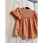 Free People XS Peach Ruffled Short Sleeve Blouse Photo 2