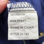 Solitaire Medium Blue Embroidered Rayon Peasant Dress Bohemian Festival Photo 3