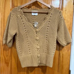 NWOT HYACINTH HOUSE Tan Short Sleeve Alice Cardigan Size Small Brown Photo 0