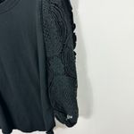 Anthropologie  Black Lace Crochet Sleeve Top Women L Boho Gothic Romantic Witchy Photo 2