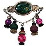 Source Unknown Vtg Bohemian Boho Wood Dangle Beads 2.5" Unsigned Pin Brooch Photo 0