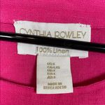 Cynthia Rowley Women’s Linen Fuchsia Pink Button Detail Short Sleeve Shirt Photo 5