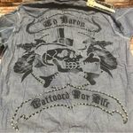 Ed Hardy  Women’s Blue Denim Shirt size L Photo 9