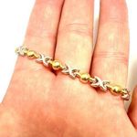 2 tone Italian X O 7 inch Bracelet Sterling Silver Stamped 925 Photo 0