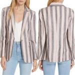 frame denim NEW NWOT FRAME Classic Stripped Linen Blazer Jacket Blue Red White Photo 2