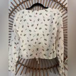 Urban Outfitters  Womens Cream Floral Cinched Top Longsleeve Cottagecore Sz S Photo 11