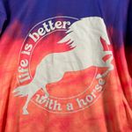 LuLaRoe  Hannah Sweatshirt‎ Womens XS Tie Dye Horse Graphic Pullover Casual Photo 4