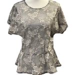 R. Marks Women's Sheer Lace Top Size S/M Gray Photo 0