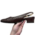 Trotters “Dea” Womens Size 10N Narrow Brown Woven Leather Slingback Buckle Pumps Photo 10
