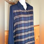 Romeo + Juliet Couture Blue Plaid Shirt/Dress with sheer sleeves. NWT size Large Photo 1