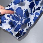 Habitat  clothing Blue Floral Collar Button Down Linen 3/4 Sleeve Top Medium Photo 4