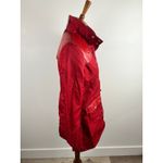 NWT Samantha Sipos Red Nylon Jacket Leather Trim Hooded Trench Coat Size S Photo 9