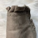 Francesca's  Gray Suede High Heel Ruffle Booties Photo 4