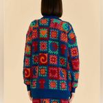 Farm Rio  Crochet Icons Cardigan multicolored size S blue red pink Photo 2