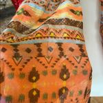 Colorful Scarf Earth Tones Aztec Lightweight Coral Brown Yellow Green Orange Photo 5