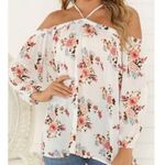 Andthewhy Boho Floral White Halter Tunic Top Photo 0