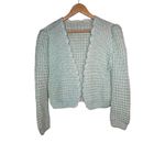 Handmade Mint Green Scalloped Edge Crochet Knit Cropped Cardigan Sweater Small Photo 2