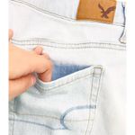 American Eagle Womens 4 Denim Mini Skirt Light Wash Distressed Hem Button Fly Photo 7