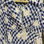 Rixo 2 Renata Blue Gingham Daisy Floral Collared Long Sleeve Mini Dress Retro Photo 5