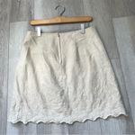 Wrapper Linen Embroidered Skirt floral mini womens Beige (size 13/14) natural casual Photo 3