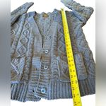 POL Chunky Cable Knit Cardigan Sweater Soft Plush Button Front Womens Small Gray Photo 10