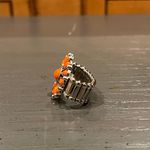 Paparazzi NWOT POPPY POP-TASTIC - ORANGE FLORAL SILVER RING - Photo 3