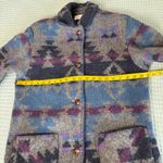 Vintage Wool Aztec Jacket Womens Small Southwest Cowgirl Lands End Blanket Coat Gray Photo 6