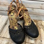 Sam Edelman Rella Black Leather Woven Cork Block Heel Espadrille Sandals 9M Photo 2