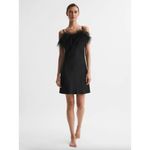 Sleeper Feather Mini Slip Dress Black Womens Size Medium Photo 9