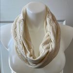Maurice's Cream Crochet Knit Infinity Scarf with Intricate Pattern Photo 1
