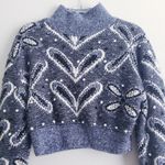 ZARA Chunky Heart Swiss Dot Semi Cropped Long Sleeve Sweater Photo 2