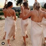 Show Me Your Mumu Verona Cowl Satin Midi Dress in Champagne Size Large Photo 3