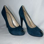 Nine West Peep Toe Dark Turquoise High Heels Womens Sz 10 Leather Upper Photo 1