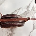 Handmade Jute Woven Boho Crossbody Circle Bag Brown Leather Photo 5